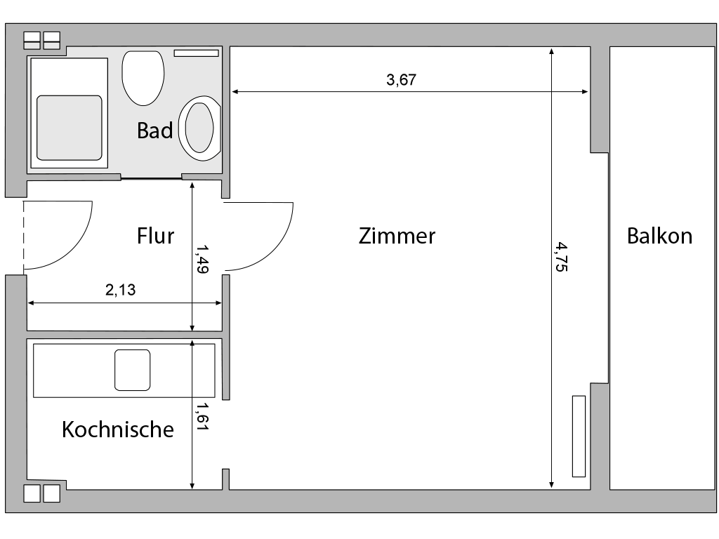 Grundriss mit Ma&szlig;en